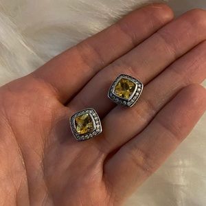 DAVID YUMAN EARRINGS - ORANGE w/ DIAMONDS